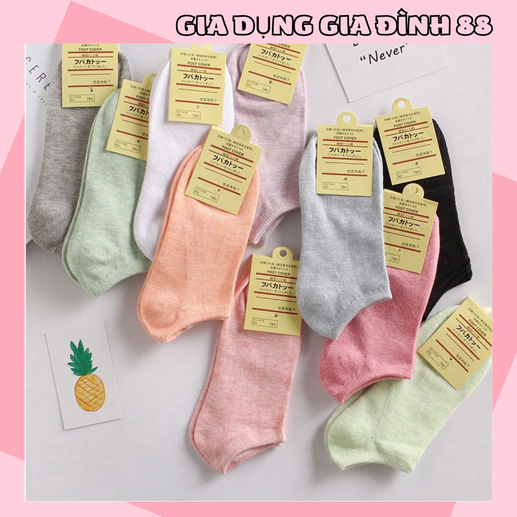 Tất nữ cổ ngắn basic cotton trơn nhiều màu đơn giản 88157