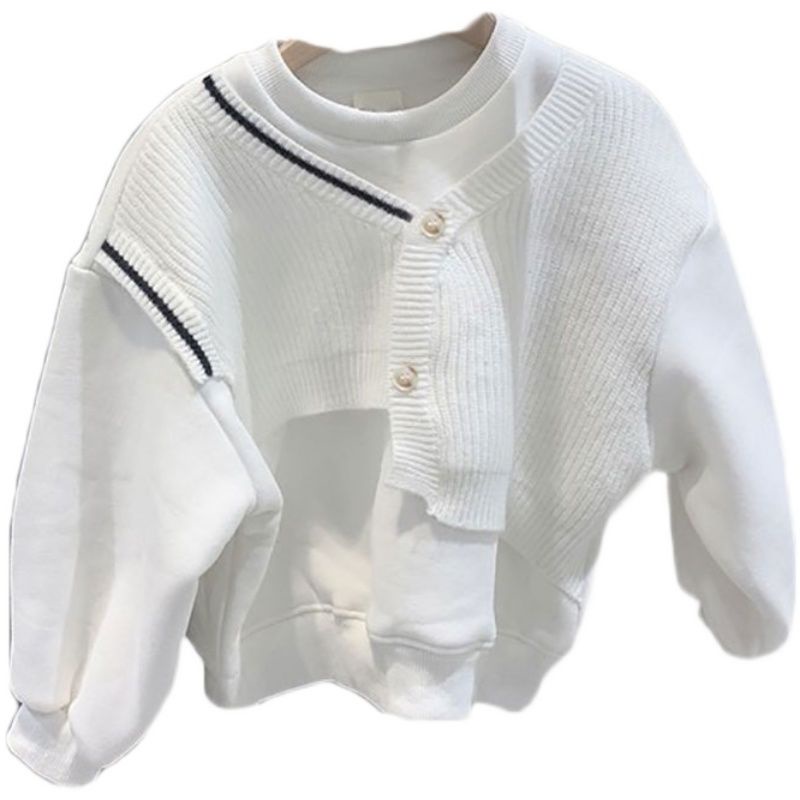 Áo sweater Giả Hai Lớp Thời Trang Mùa Xuân 2022 Cho Bé Trai