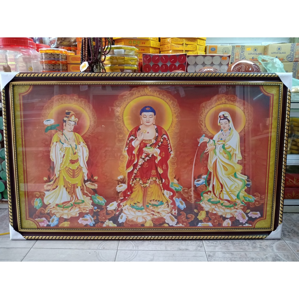 Tranh Tây Phương Tam Thánh Treo Tường Chất Liệu Phim Backlit Nhiều Kích Thước