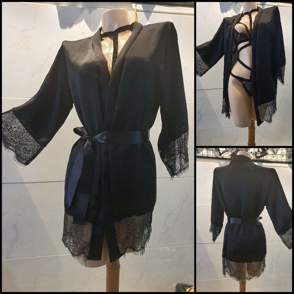 Áo choàng ngủ Lụa Satin Mix ren TuTu S009
