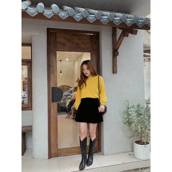 Chân váy nhung form to