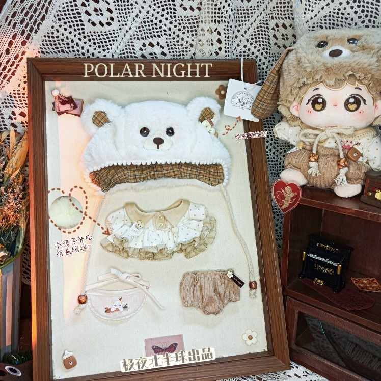 Bộ đồ Gấu nâu và Gấu trắng cho bé doll 10cm 20cm