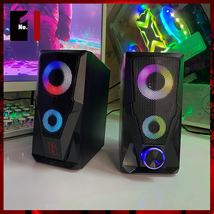 Loa Máy Tính Mini Để Bàn Led Rgb 2.0 ROBOT RS200 Loa Vi Tính Laptop Gaming Âm Thanh Hay Bass Lớn Có Dây