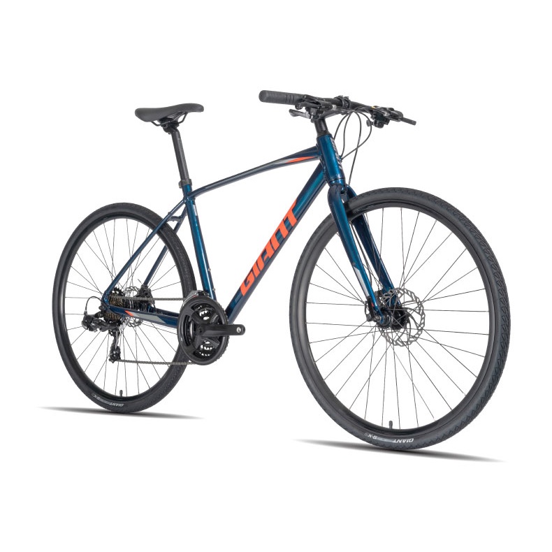 Xe đạp đường trường Giant Escape 2 Disc-2020, Khung sườn Giant 700C Aluxx, Bộ group Shimano Tourney, Màu cam xanh dương