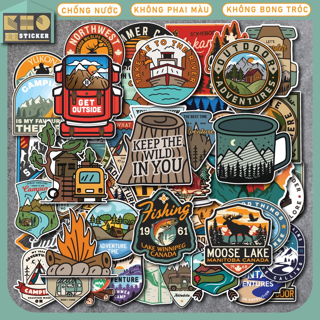 Combo 50 Sticker Vintage Travel chống nước sticker dán laptop, điện thoại, đàn guitar, mũ bảo hiểm, vali. MSP: ST39