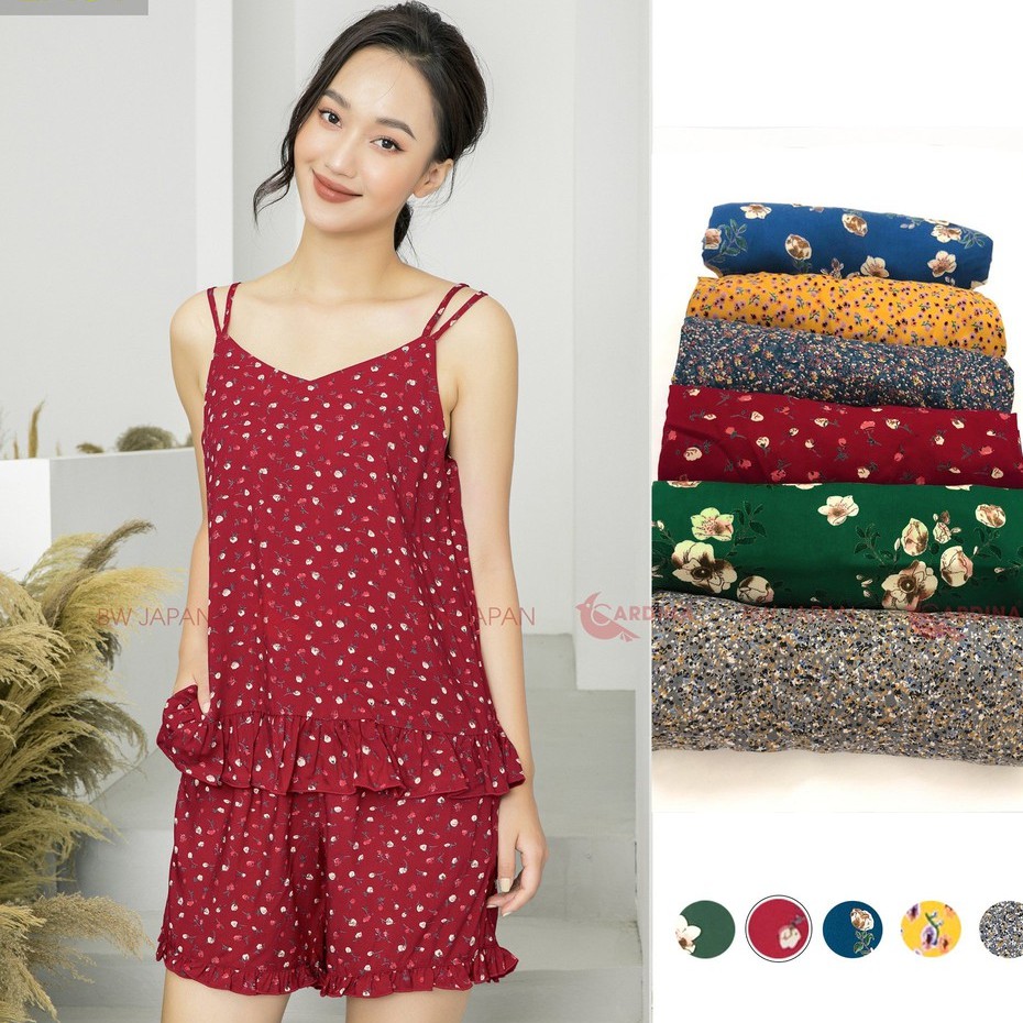 Đồ Bộ Nữ Chất Lanh Tre Nhật Cao Cấp Quần Đùi Áo Hai Dây 2LF24