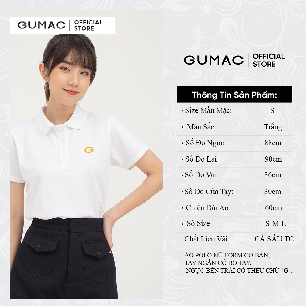 [Mã WABRGM11 giảm 10% đơn 250K] Áo thun thêu chữ G GUMAC trẻ trung, cá tính nhiều màu ATB810 | BigBuy360 - bigbuy360.vn