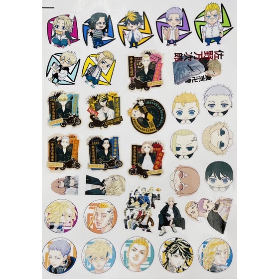 hình dán sticker tokyo revengers 32-34 cái ép lụa khác nhau/ ảnh Sticker anime tokyo revengers-takemichi