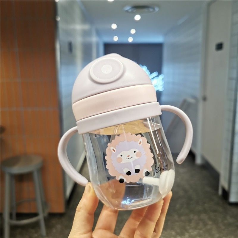 Bình Nước Có Tay Cầm Và Ống Hút Hình Giọt Nước Chống Rơi Chống Sặc MY0178 Cho Bé Sơ Sinh