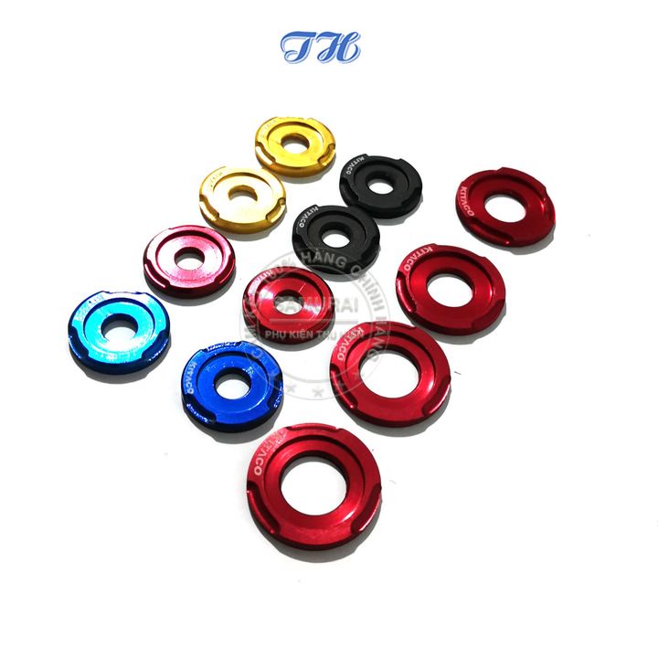 Long đền Kitaco nhôm CNC mọi vị trí cho ốc 6li, 8li, 10li, 12li chêm ốc lốc máy đủ màu