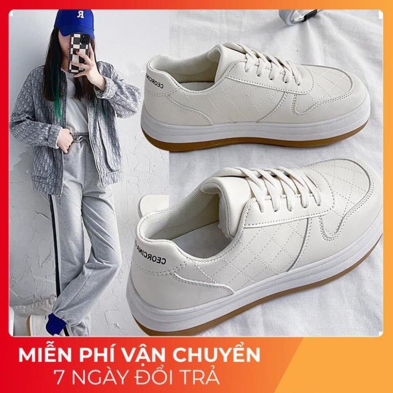 Giày sneaker đế bánh mì cao cấp Giầy thể thao nữ Ulzzang màu trắng kem basic Hot hit 2022
