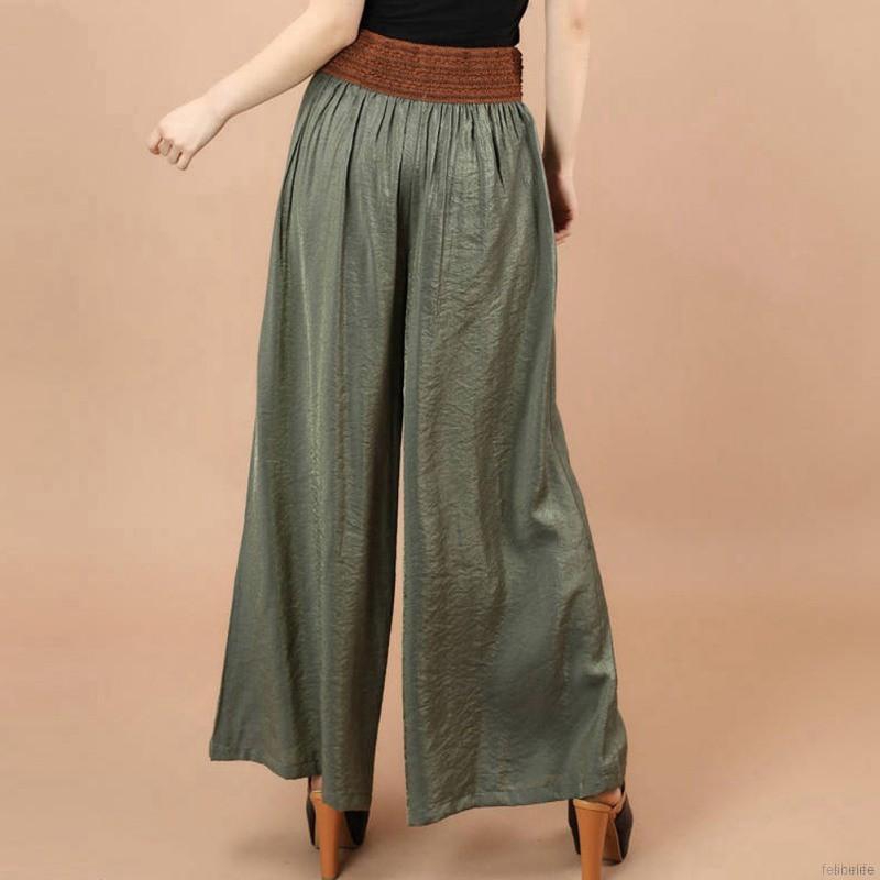 Quần ống rộng lưng thun cao cho nữ