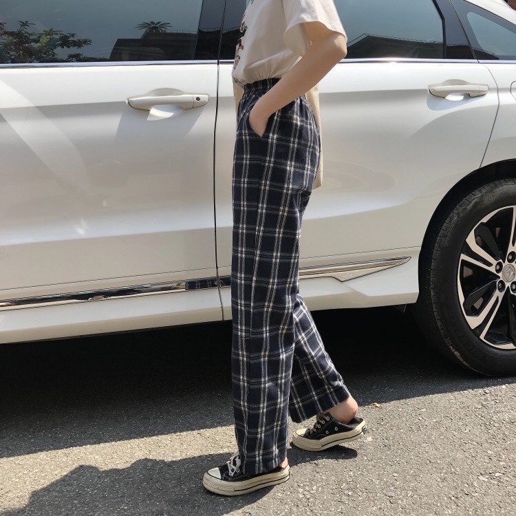 Quần culottes kẻ caro có khóa kéo ( Hình thật dưới sàn ) OR14