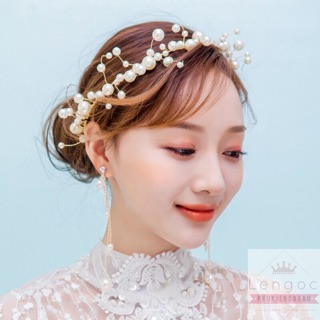 Sét cài ngọc Cài Tóc Cô Dâu kèm hoa tai