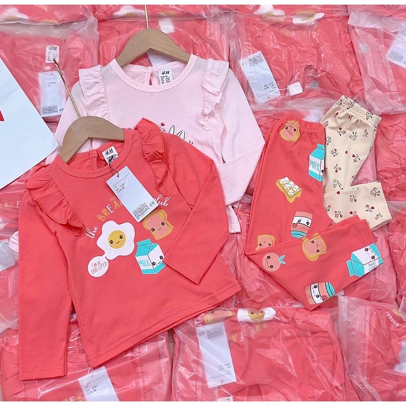 Set 2 bộ cotton tay bèo cho bé gái