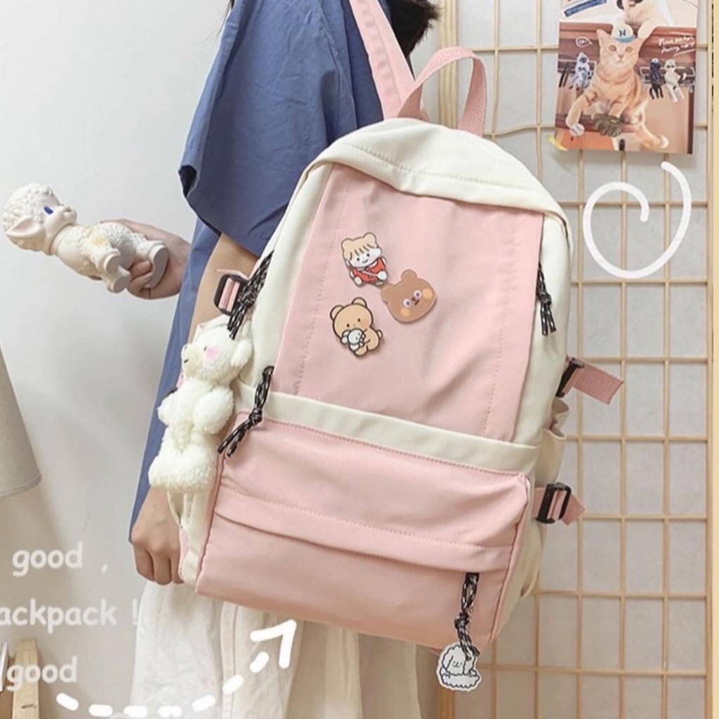 Balo trơn kèm stick màu pastel