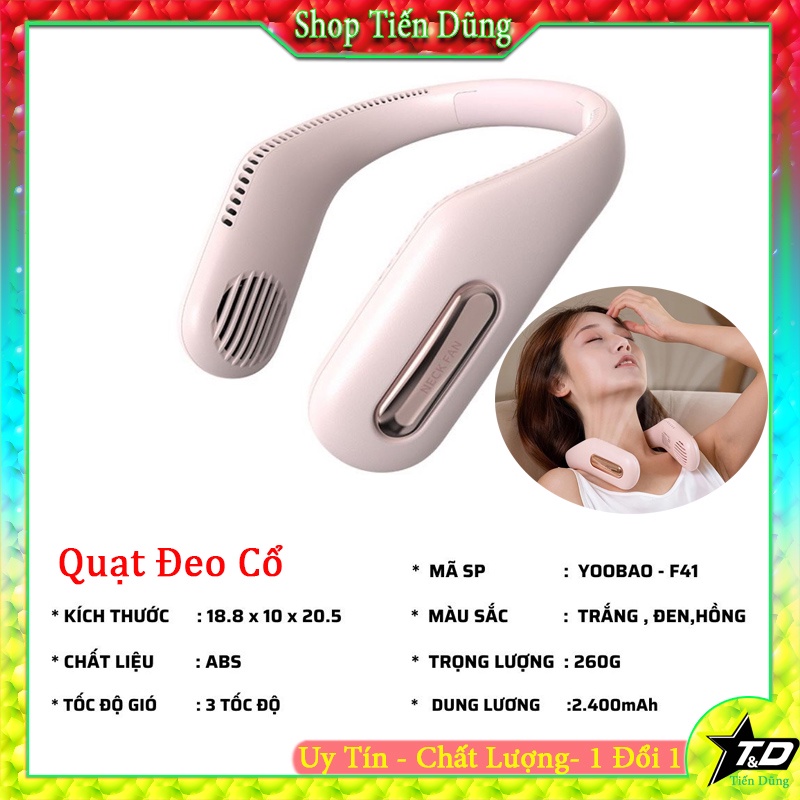 Quạt Đeo Cổ Yoobao F41 Với Dung Lượng 2400mAh 3 Tốc Độ Gió, Chính Hãng