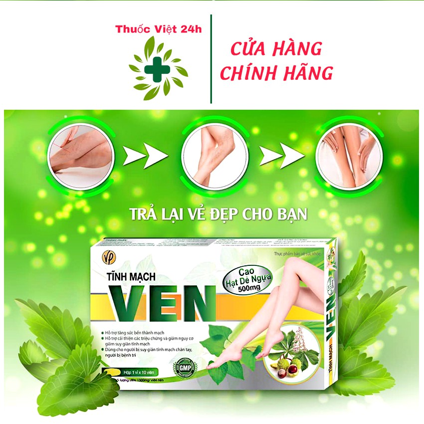 Tĩnh Mạch VEN (Hộp 30 viên) giảm suy giãn tĩnh mạch, tăng sức bền thành mạch - thuocviet24h