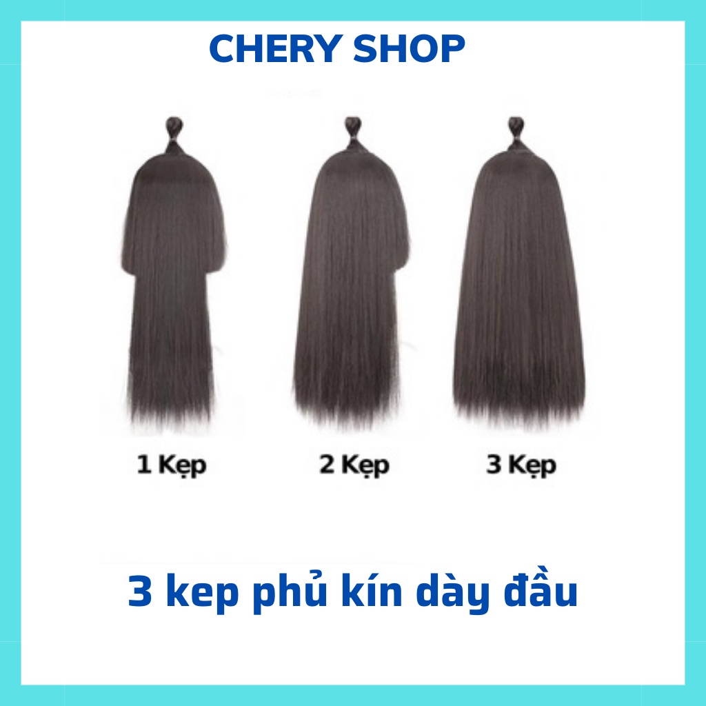 Tóc giả nữ kẹp thẳng , set 3 phím nữa đầu cho nữ dễ sử dụng