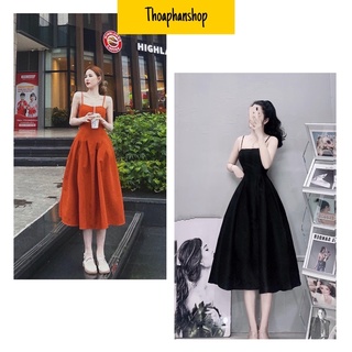 ĐẦM MIDI HAI DÂY CÚP NGỰC HAI MÀU [kèm ảnh thật]