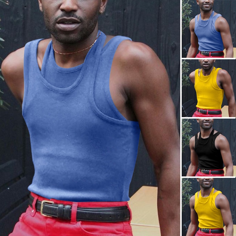 Áo Thun Ba Lỗ Màu Sắc Đơn Giản Form Ôm Thời Trang Cho Nam