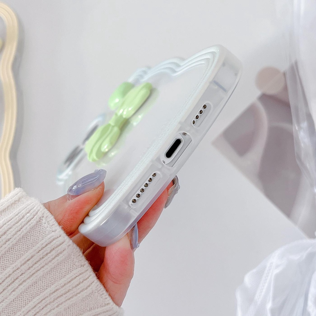 Ốp Điện Thoại Tpu Mềm Trong Suốt Màu Kẹo Hình Nơ Trái Tim 3D Cho iPhone 11 12 13 pro max xr x xsmax