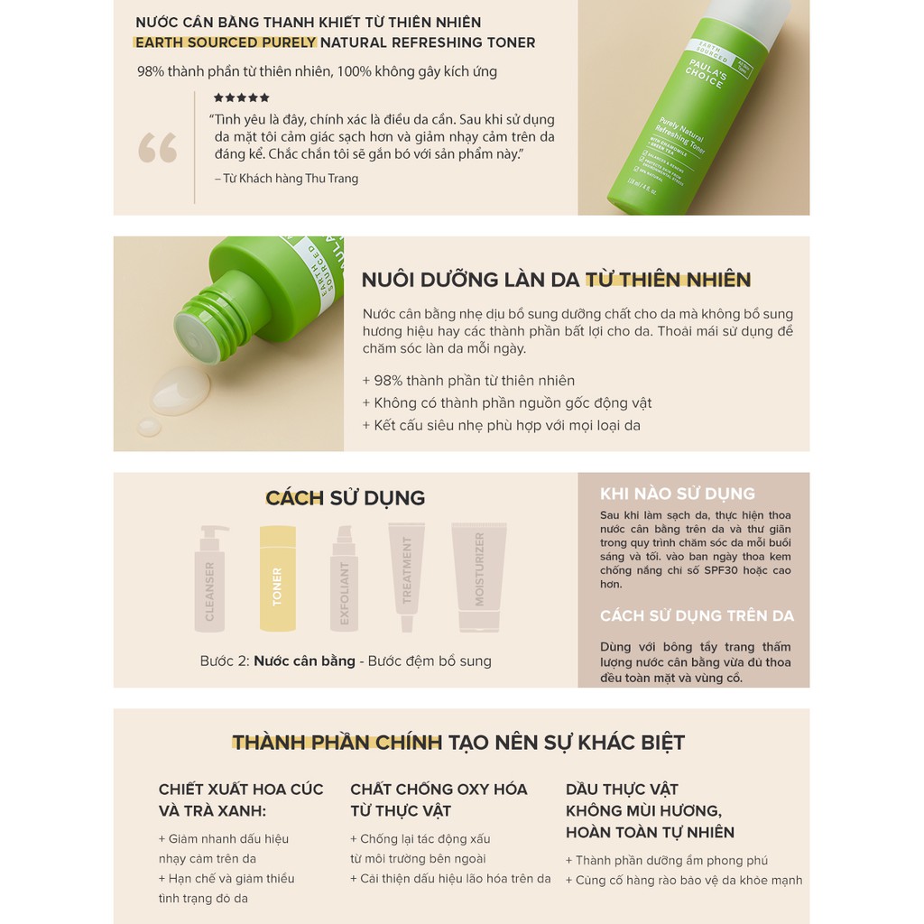 Nước hoa hồng nguồn gốc thiên nhiên Paula's Choice Purely Natural Refreshing Toner 118ml - 8510 | BigBuy360 - bigbuy360.vn