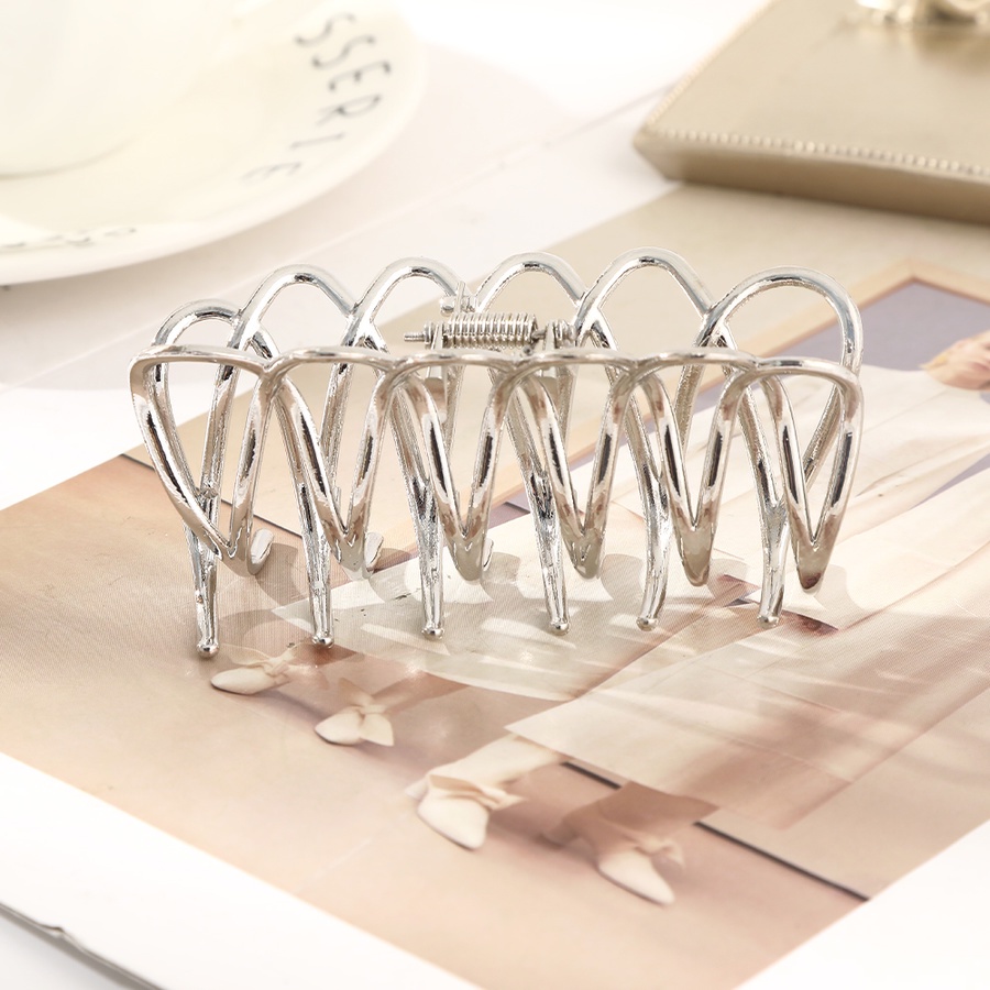 Kẹp Tóc Càng Cua Lớn Bằng Kim Loại Gợn Sóng Rỗng Kiểu Hàn Quốc Cho Nữ