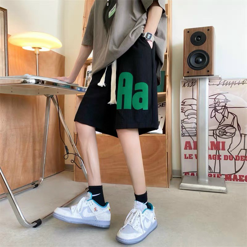 Quần Đùi Chữ AA PEONYB Unisex [FREESHIP]  Short form rộng cạp chun in hình thể thao kiểu dáng năng động hàn quốc
