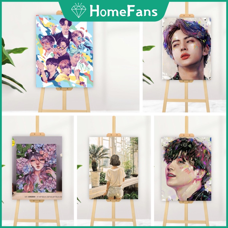 Bộ tranh sơn dầu 40X50cm tự làm hình thành viên nhóm nhạc bts