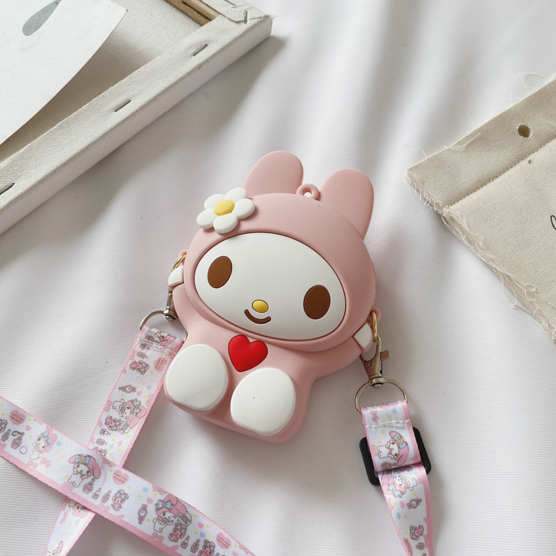 Cute Cartoon Hello Kitty Melody Girl's Bags Soft Silicone Bag Mini Messenger Bag Sling Bag Crossbody Bag