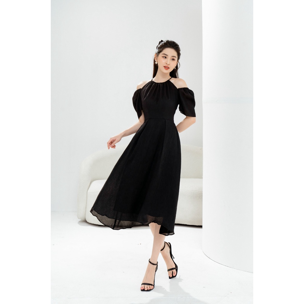 Váy Đầm cổ tròn yếm chun vai TIINSTORE VHN552