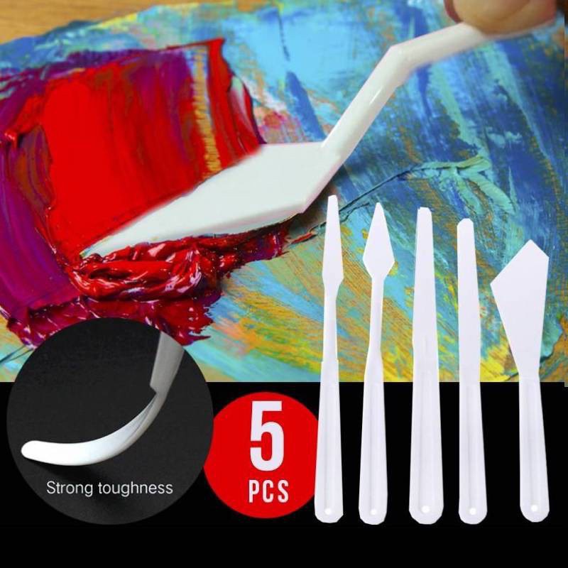 Bộ Bay Nhựa 5 Cây Mont Marte Dùng Cho Màu Oil-Acrylic - Studio Palette Knife Set 5pce