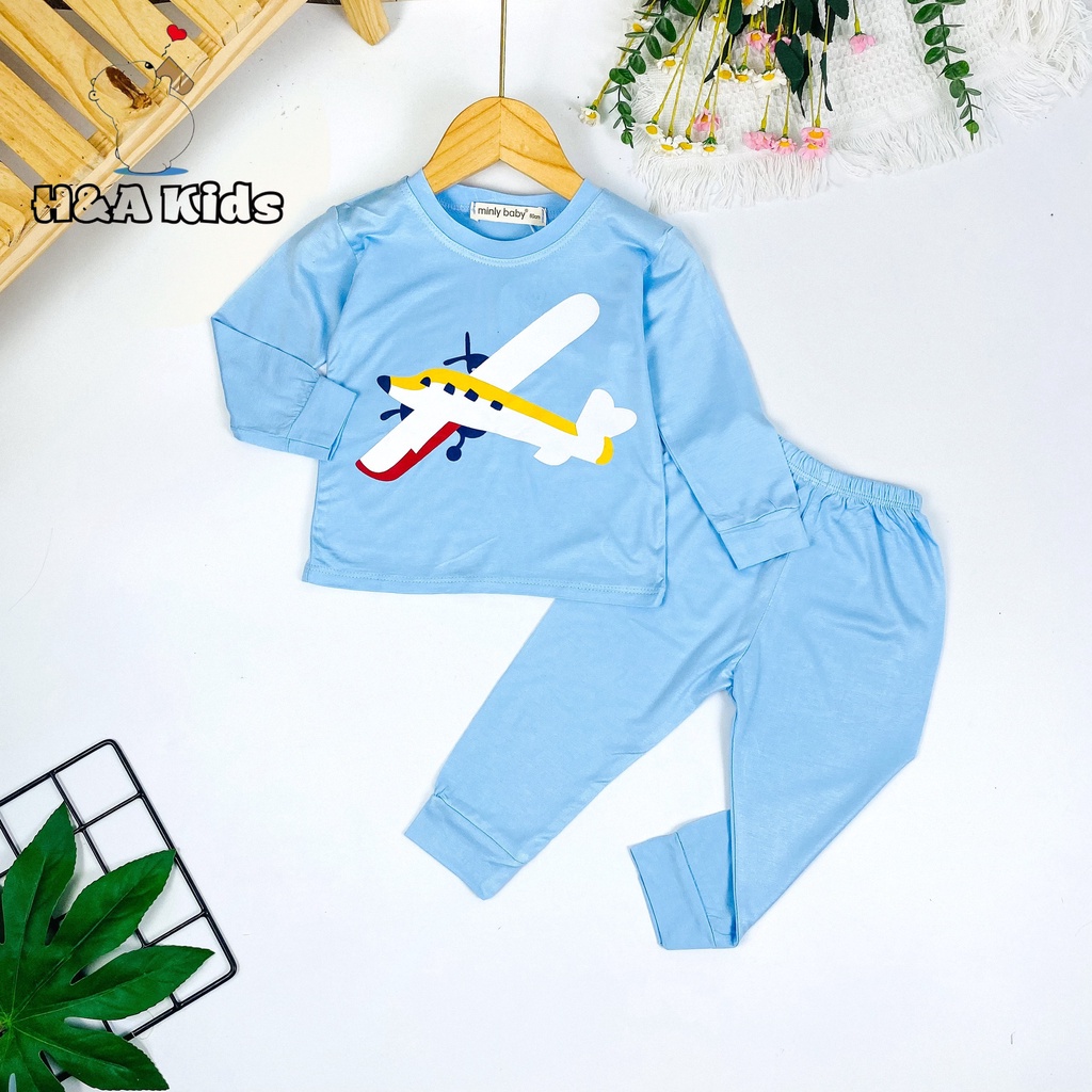 [Bé 7-33kg] Bộ dài tay thun lạnh in hình Minky Mom mềm mịn mát cho bé trai bé gái - HÀNG LOẠI 1