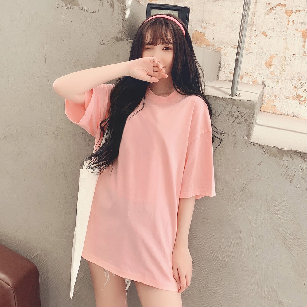 Áo Thun Trơn Tay Lỡ Nam Nữ Form Rộng Big Size 100kg Vải 100% Cotton, Freeship Đơn 50k, HY Korea, TK180.