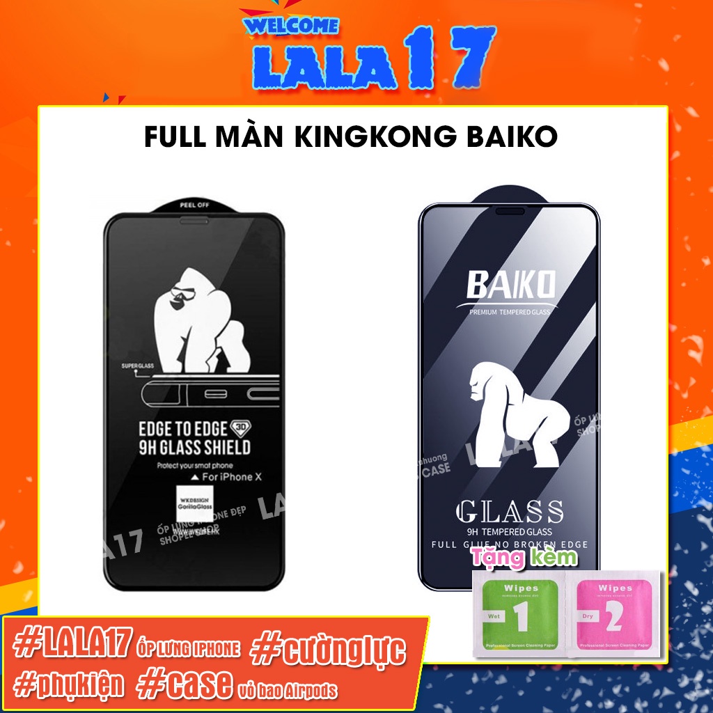 Kính Cường Lực iphone KingKong Full màn Baiko có màng bảo vệ loa điện thoại chống bụi
