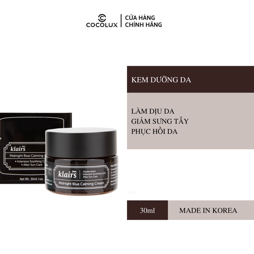 Kem dưỡng Klairs Midnight Blue Calming Cream 30ml &amp; 60ml