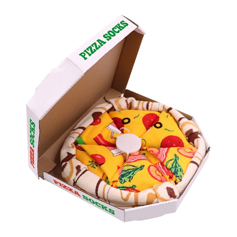 Brroa Bộ 4 Đôi Vớ Ngắn Cotton Chải Kỹ Thuật In Hình Pizza Vui Nhộn Unisex Giáng Sinh