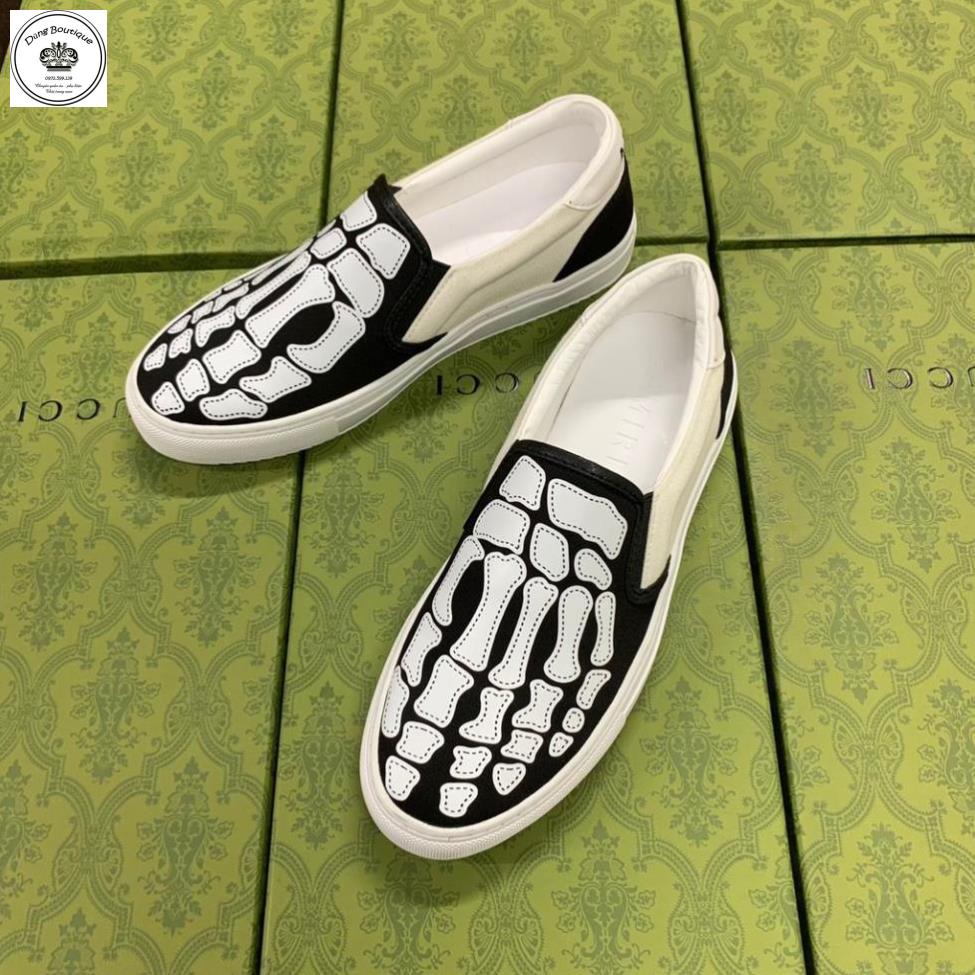 Giầy Slipon PP in Hình Bàn tay - Giày PP in Hình Xương cho Nam  ảnh thật shop chụp