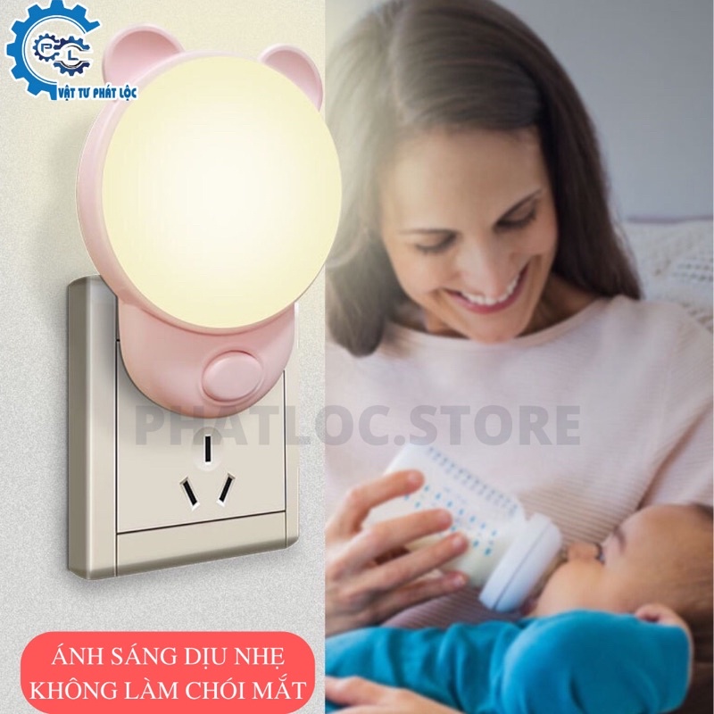 Đèn ngủ cắm tường hình Gấu dễ thương- 2 tông màu ấm dịu mắt