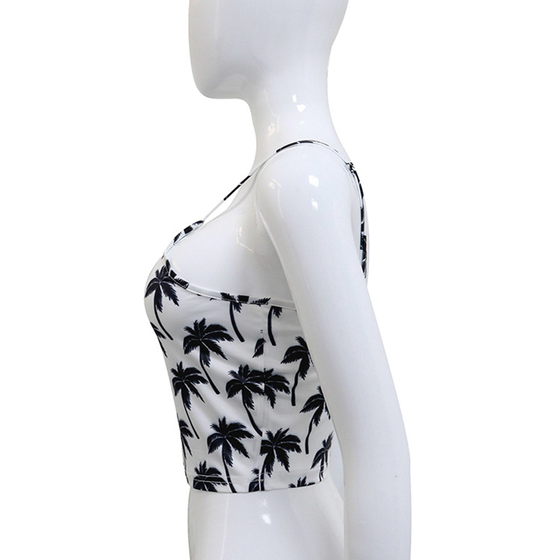 Áo lửng hai dây in họa tiết cây lá gợi cảm dành cho nữ