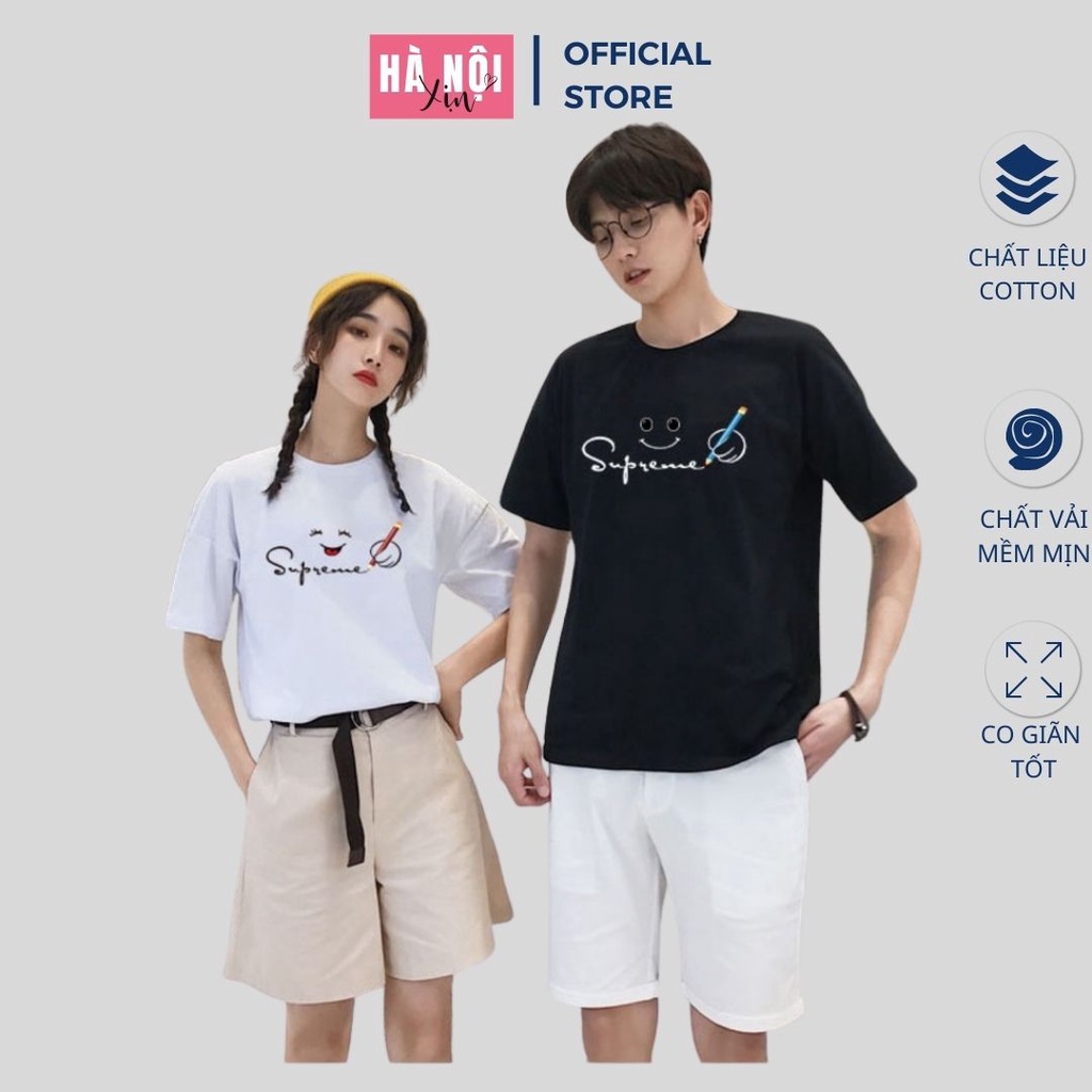 Áo thun đôi nam nữ, áo phông đôi tay lỡ form Unisex phong cách trẻ trung vải cotton co giãn mềm mịn mặc thoáng mát