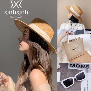 Combo mũ cói túi cói merci kính thời trang đi biển, du lịch sang chảnh XinhXinh Acessories