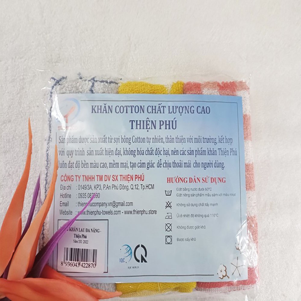 Khăn Tay Cotton Cao Câp Cho Bé Thiện Phú 25*25cm, Khăn Đa Năng BABI Bông Sợi Tự Nhiên Thấm Nước