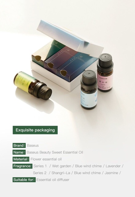 Tinh dầu thiên nhiên Baseus Beauty Sweet Essential Oil (3*10ml, Beauty and Healthy, used with essential oil diffuser)