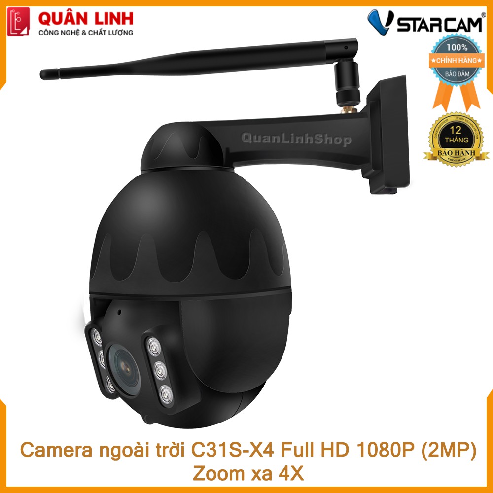 Camera giám sát IP Wifi hồng ngoại ngoài trời zoom xa 4X Full HD 1080P 2MP Vstarcam C31s-X4 kèm thẻ 128GB