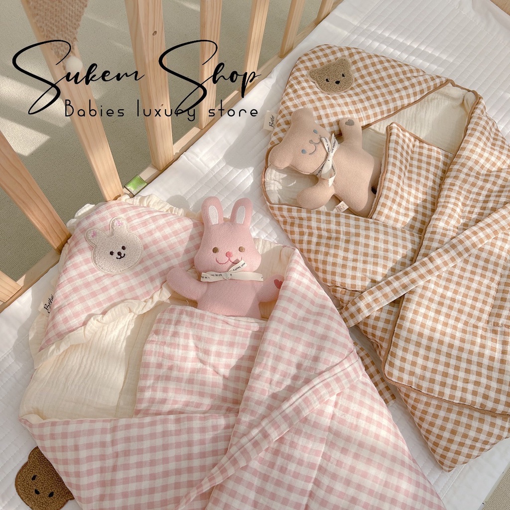 Chăn Ủ Xô Cho Bé/Ủ Choàng Bông Kèm Đai BéBé Mẫu Mới Dầy Dặn Ấm