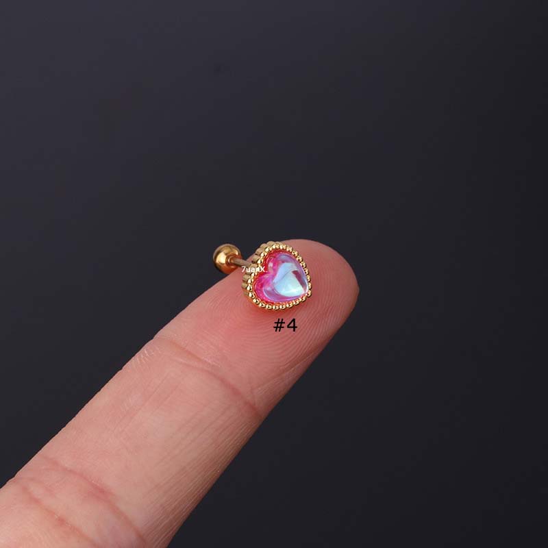 1 Chiếc Bông Tai Hình Trái Tim Bằng Thép Không Gỉ Dài 20 Mét Dài 6mm