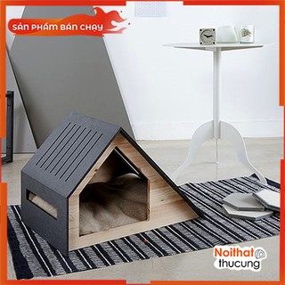 Nhà gỗ cho chó gác mái sang trọng PetZou DH001 -Nội Thất Thú Cưng lắp ráp