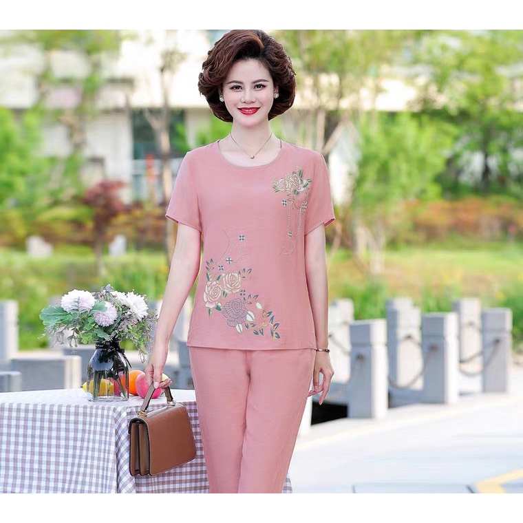Đồ Đồ Bộ Mặc Ở Nhà Cho Bà Cho mẹ - Chất Liệụ Vải Đũi Thiên Nhiên, Hút Mồ Hôi, Thoáng Mát, Sang Trọng -Big Size